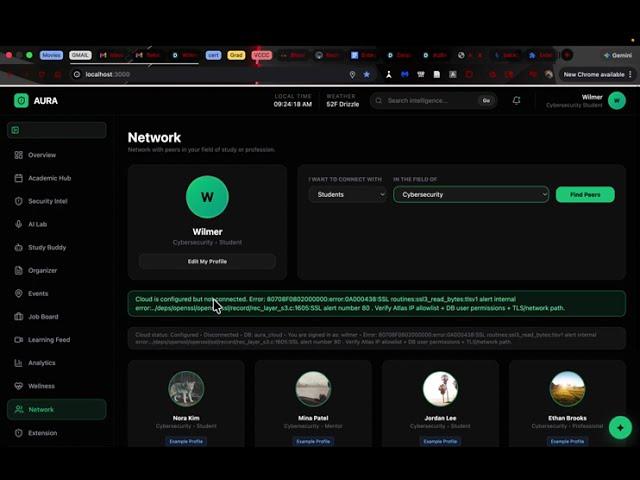 aura 14 networking and connecting students prefessionals page