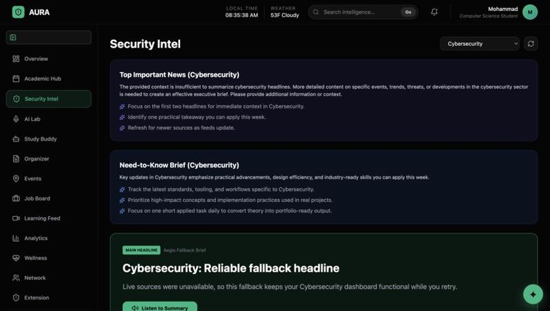 AURA security updates page