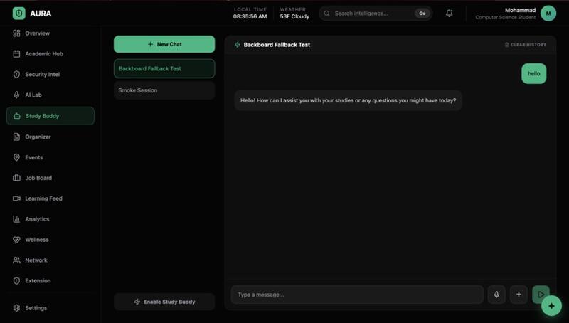 aura 5 ai study buddy or field specific question chatbot with ability to upload file