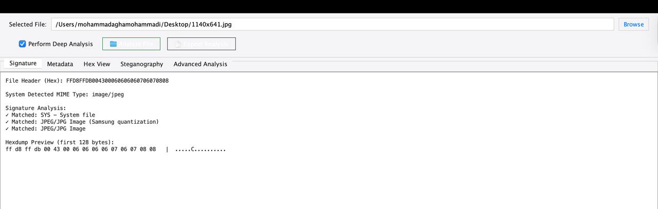 file signature analyzer file header signiture