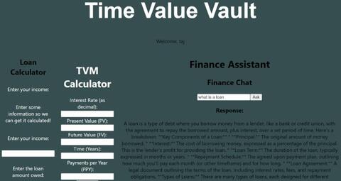 TimeVault HackNC 2024 interface